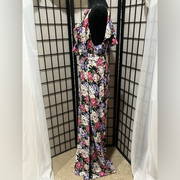 W A Y F MIDNIGHT FLORAL WRAP Maxi Dress with Strappy Back SIZE XL - Picture 7 of 11